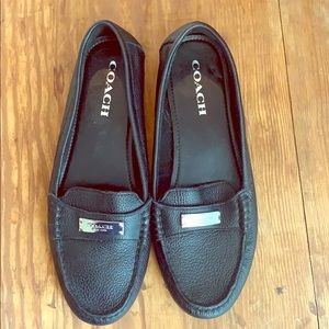 Coach black leather women’s dress loafers